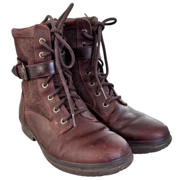 UGG Kesey Chestnut Lace Up Wool Lined Waterproof Boots Sz 7.5 - Picture 10 of 16